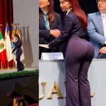 Mujer de cabello rojo llama la atención durante una ceremonia oficial: fotografías generan comentarios en redes sociales